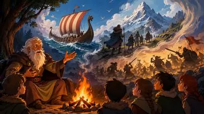 Saga - A long and detailed story about heroic events, a family, or a series of experiences. (लंबी वीरगाथा)