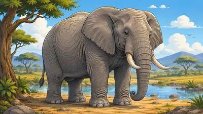 Pachyderm - A large, thick-skinned mammal, especially an elephant, rhinoceros, or hippopotamus.