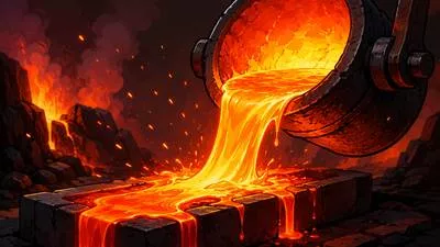 Molten - Liquefied by heat; in a melted state. (पिघला हुआ)