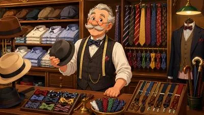 Haberdasher - A person who sells men’s clothing and accessories, or small sewing articles.