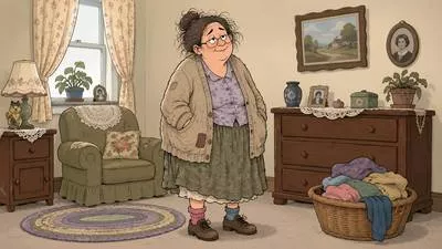 Frumpy - Dressed in an old-fashioned, unattractive or untidy manner. (भद्दे और पुराने ढंग का)