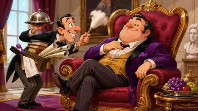 Flunky - A person who performs menial tasks and behaves submissively toward someone powerful.