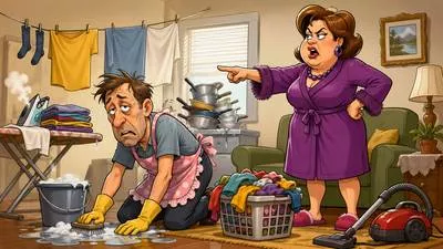 Henpecked - Continually controlled, criticised, or dominated by one’s wife.