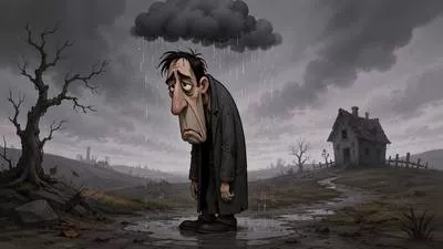 Lugubrious - Looking or sounding sad, gloomy, and mournful.