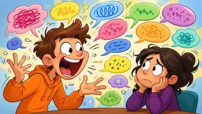 Jabber - To speak quickly and excitedly in a way that is difficult to understand.