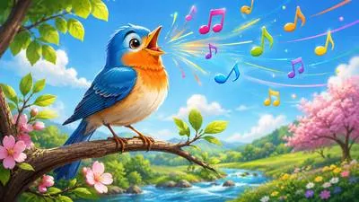 Warble - To sing with a soft, continuously changing or trilling sound, especially like a bird. (मधुर स्वर में गाना)