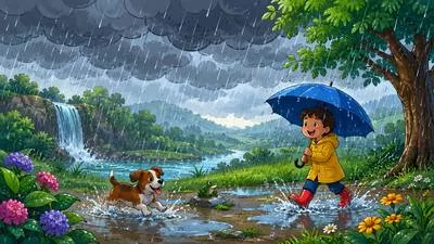 Pluvial - Relating to rain or characterized by abundant rainfall. (वर्षा-संबंधी)