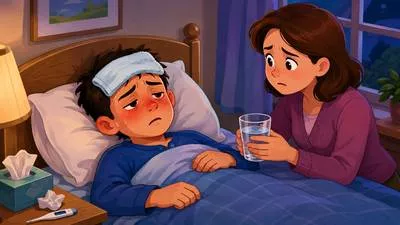 Febrile - Having or showing the symptoms of a fever; feverish.