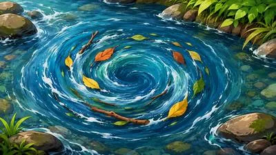 Eddy - A circular movement of water, air, smoke, etc.; to move in a circular current. (भँवर; चक्कर काटना)