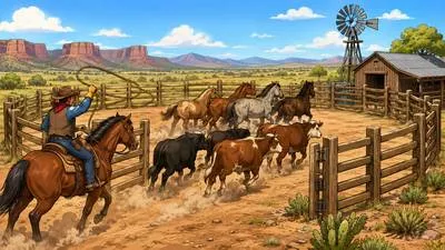 Corral - An enclosure for livestock; to gather or confine people or animals within a restricted area. (पशु-बाड़ा; घेरकर इकट्ठा करना)