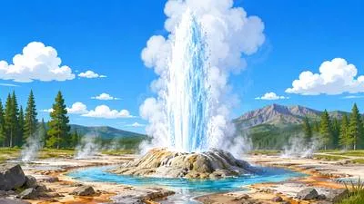 Geyser - A hot spring that periodically shoots hot water and steam into the air.