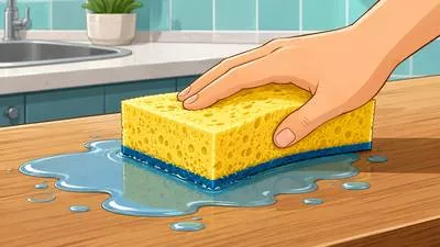 Sponge - A soft, porous material or organism that can absorb and hold liquid.