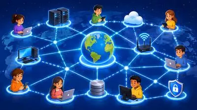 Network - A connected system of people, things, roads or devices that work or communicate together. (संजाल)