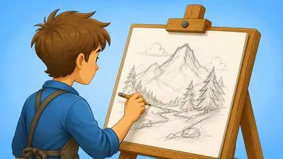 Sketch - A simple or rough drawing showing the main features of something. (रेखाचित्र)