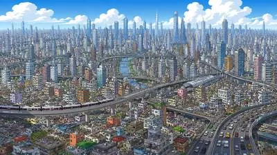 Megalopolis - A very large and densely populated urban region formed by several cities growing together.