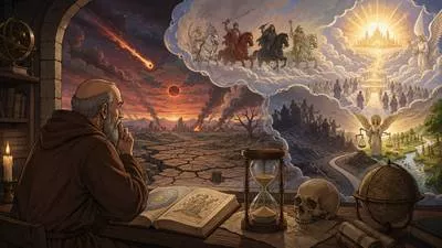 Eschatology - The branch of theology concerned with death, judgment and the final destiny of humanity and the world. (मृत्यु, अंतिम न्याय तथा संसार और मानवता के अंतिम भाग्य से संबंधित धर्मशास्त्र)