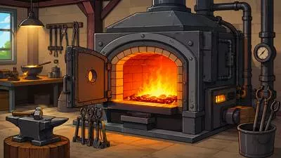 Furnace - An enclosed structure in which material is heated to a very high temperature.