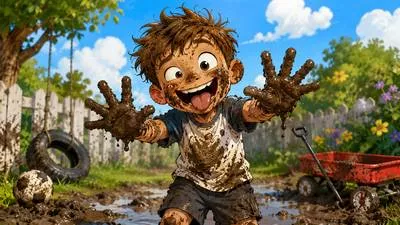 Grubby - Dirty or covered with grime. (गंदा या मैला)
