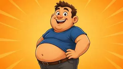 Paunchy - Having a large or protruding belly.