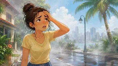 Humid - Having a high level of moisture in the air. (आर्द्र)