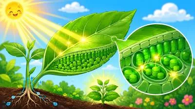 Chlorophyll - The green pigment in plants that absorbs light energy for photosynthesis.