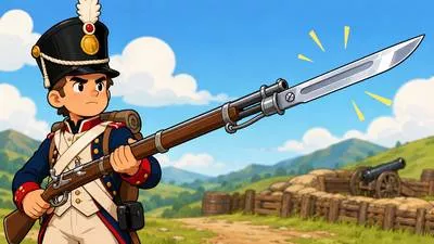 Bayonet - A long pointed blade designed to be attached to the muzzle of a rifle.