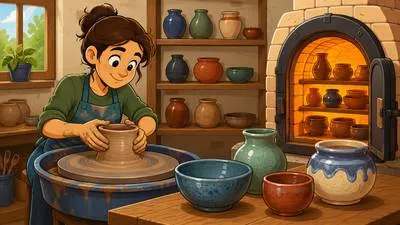 Ceramic - Made from clay that has been shaped and hardened by heating. (मृत्तिका से निर्मित)