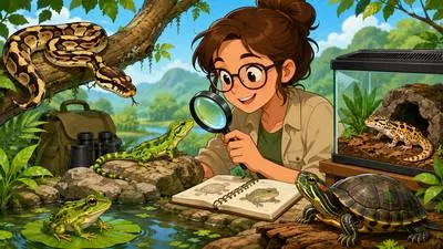 Herpetology - The branch of zoology concerned with the study of reptiles and amphibians. (सरीसृपों और उभयचरों का अध्ययन)