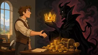 Faustian - Involving the sacrifice of moral values for power, knowledge, success, or material gain.