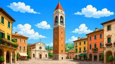 Campanile - A bell tower, especially one standing separately from a church or other building.