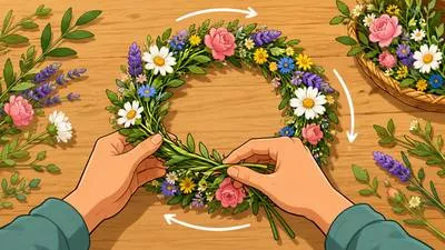 Wreathe - To surround, cover or decorate something by twisting or arranging something around it. (चारों ओर लपेटना या सजाना)