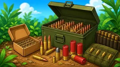 Ammunition - Bullets, shells, and other materials fired from weapons. (गोला-बारूद)