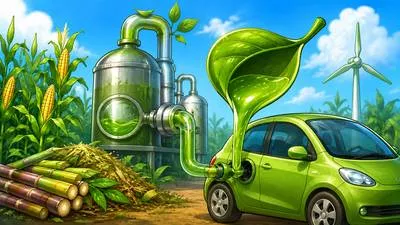 Biofuel - Fuel produced from biological materials such as plants or organic waste.