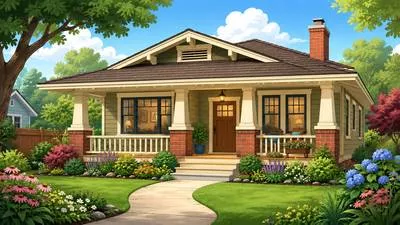 Bungalow - A low house, usually having only one storey. (एक मंज़िला मकान)