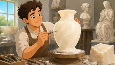 Alabaster - A smooth, fine-grained white stone used for carving; also describing something very pale or white.