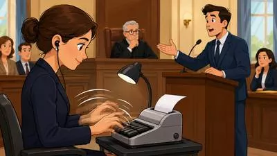 Stenography - A system of rapid writing using shorthand signs or a special machine to record speech.