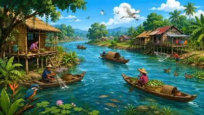 Riverine - Relating to, formed by, or situated near a river or its banks.