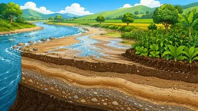 Alluvial - Relating to soil, sand or sediment deposited by flowing water.