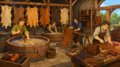 Tannery - A place where animal hides are processed and made into leather. (चर्मशोधनशाला)