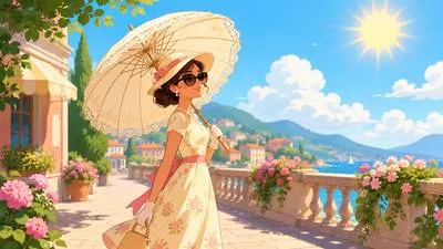 Parasol - A light umbrella used mainly for protection from the sun.