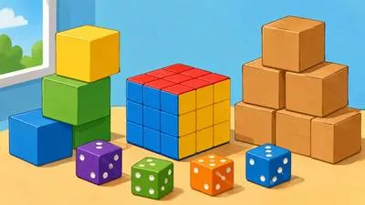 Cubic - Having the shape of a cube or relating to a measurement obtained by multiplying three dimensions.