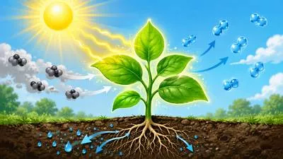 Photosynthesis - The process by which green plants use sunlight to make food from carbon dioxide and water.