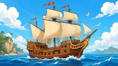 Galleon - A large sailing ship formerly used especially by Spain for trade and warfare.