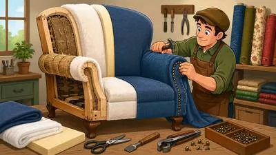 Upholster - To cover furniture with padding, fabric, leather, or similar material.