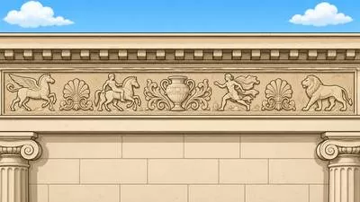 Frieze - A decorative horizontal band, especially on the upper part of a wall or building.