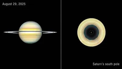 Hubble images revealed a giant 10-sided wave around Saturn's south pole; one side stretches over 10,000 miles and the pattern has grown clearer since 2023