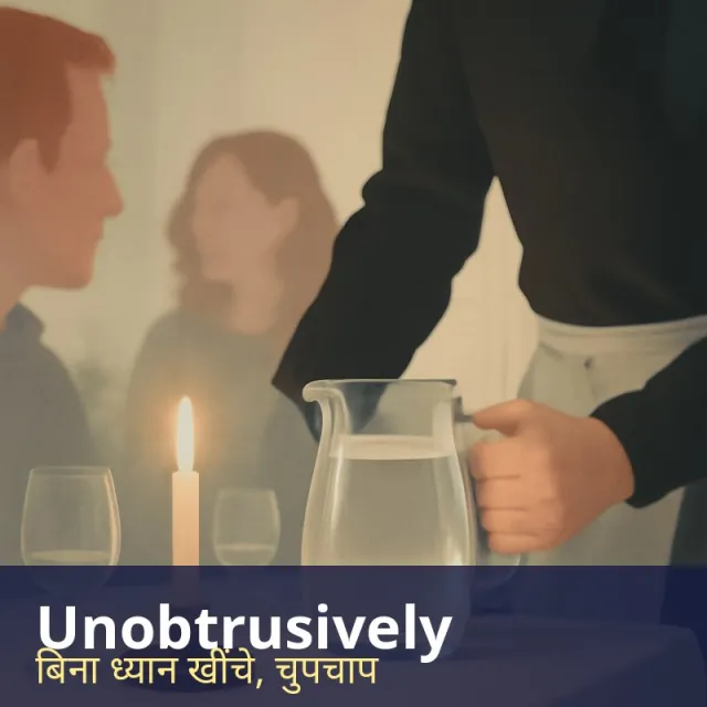 Unobtrusively - In a quiet way that does not attract attention.