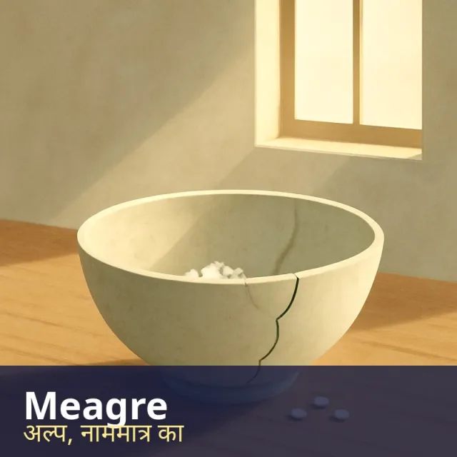 Meagre - Very small in amount; less than what is needed.
