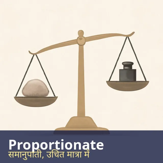 Proportionate - Matching in size or degree to something else; suitably measured.