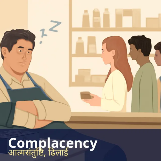 Complacency - Smug satisfaction with things as they are, so that one stops trying or checking.